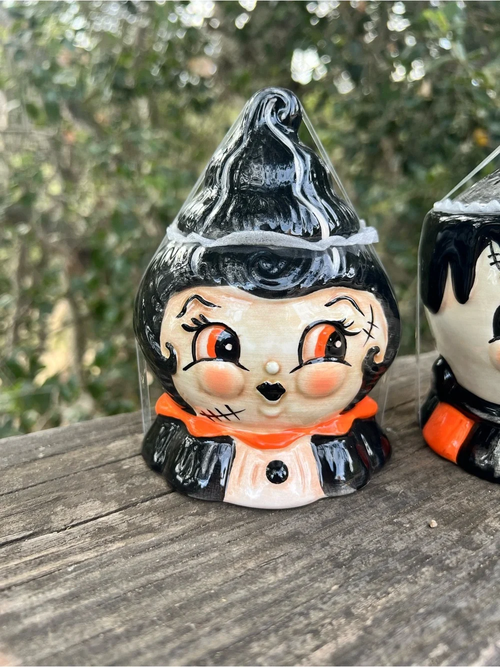 JOHANNA PARKER FRANKENSTEIN AND BRIDE OF FRANKENSTEIN FIGURAL BOWL SET WITH LIDS